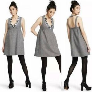 ANNA SUI Tweed Boucle Apron Halter Dress Medium